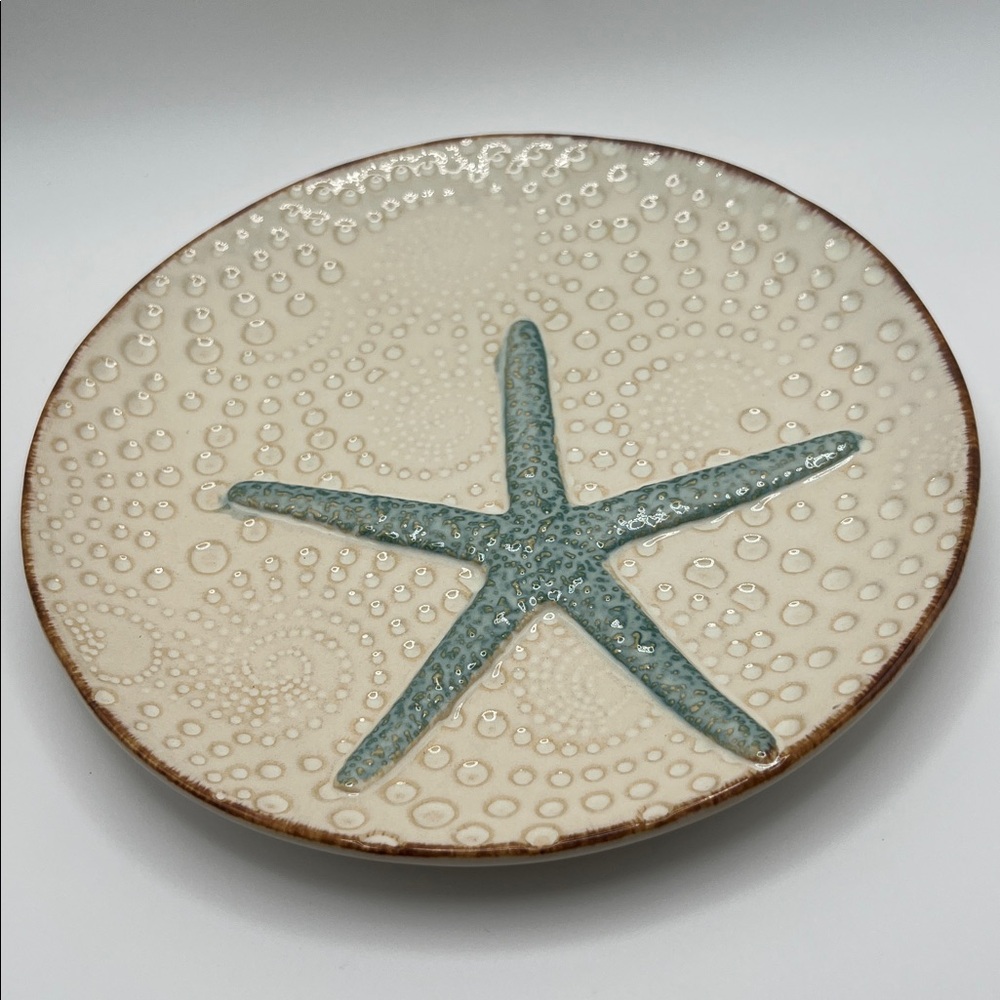 8.5" Plate Cracker Barrel Luncheon Salad Time Flies Starfish Beach Sea Like New